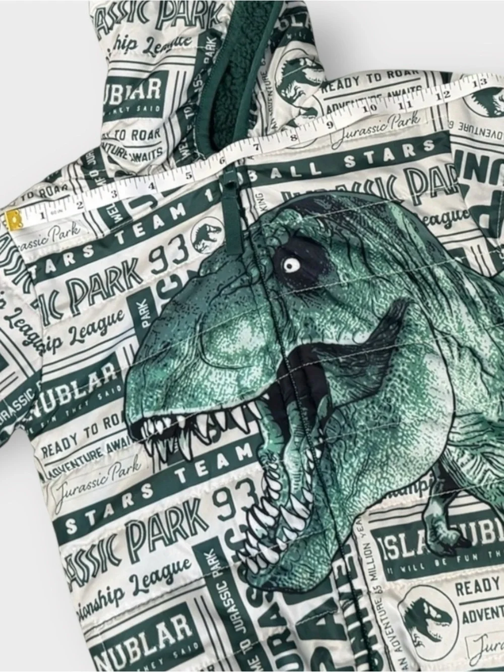 Jurassic Park Reversible Sherpa Jacket • Kids 2T • Hooded T-Rex Graphic Coat